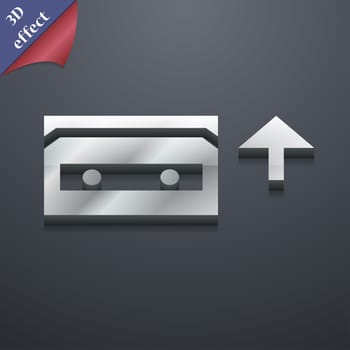 audio cassette icon symbol. 3D style. Trendy, modern design with space for your text illustration. Rastrized copy