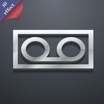 audio cassette icon symbol. 3D style. Trendy, modern design with space for your text illustration. Rastrized copy