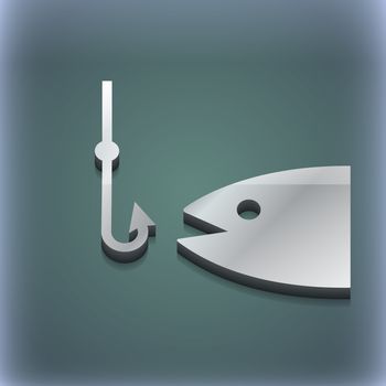 Fishing icon symbol. 3D style. Trendy, modern design with space for your text illustration. Raster version