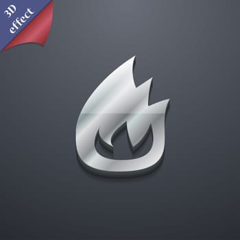 Fire flame icon symbol. 3D style. Trendy, modern design with space for your text illustration. Rastrized copy