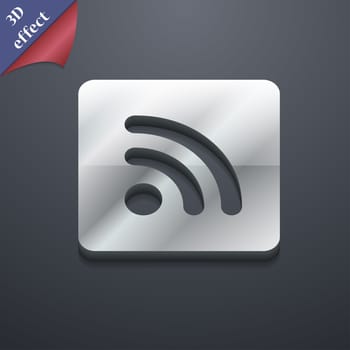 RSS feed icon symbol. 3D style. Trendy, modern design with space for your text illustration. Rastrized copy