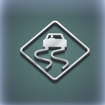Road slippery icon symbol. 3D style. Trendy, modern design with space for your text illustration. Raster version