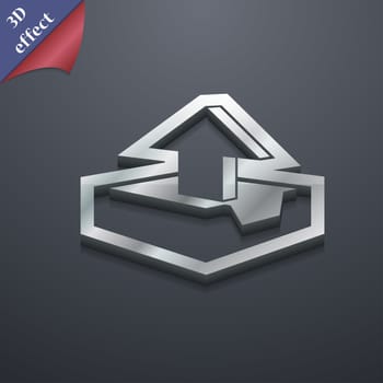 Upload icon symbol. 3D style. Trendy, modern design with space for your text illustration. Rastrized copy