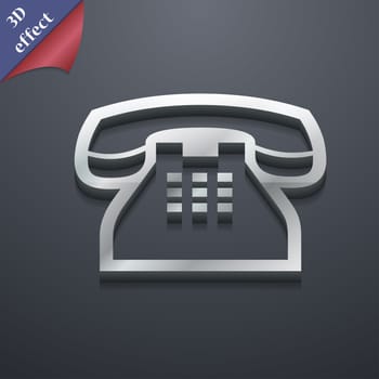 retro telephone handset icon symbol. 3D style. Trendy, modern design with space for your text illustration. Rastrized copy