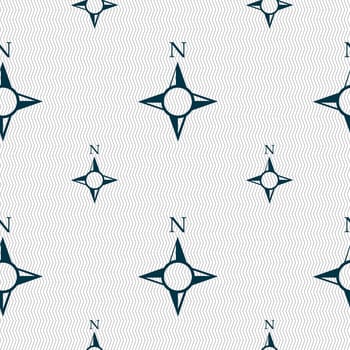 Compass sign icon. Windrose navigation symbol. Seamless pattern with geometric texture. illustration