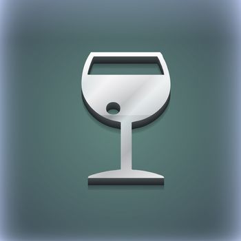 glass of wine icon symbol. 3D style. Trendy, modern design with space for your text illustration. Raster version