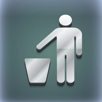 throw away the trash icon symbol. 3D style. Trendy, modern design with space for your text illustration. Raster version