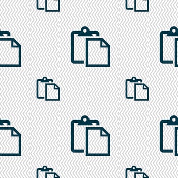 Edit document sign icon. Seamless pattern with geometric texture. illustration