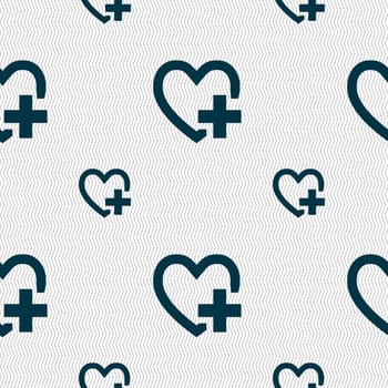 Heart sign icon. Love symbol. Seamless pattern with geometric texture. illustration