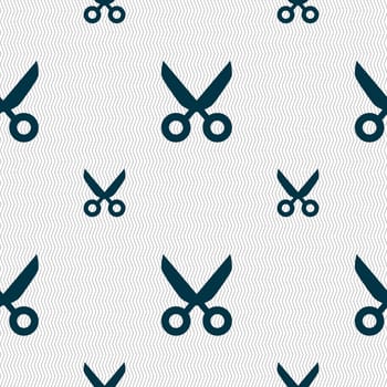 Scissors hairdresser sign icon. Tailor symbol. Seamless pattern with geometric texture. illustration