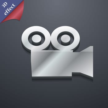 video camera icon symbol. 3D style. Trendy, modern design with space for your text illustration. Rastrized copy