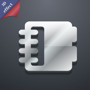 Notepad, calendar icon symbol. 3D style. Trendy, modern design with space for your text illustration. Rastrized copy