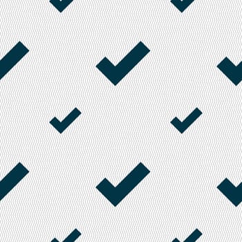 Check mark sign icon . Confirm approved symbol. Seamless pattern with geometric texture. illustration