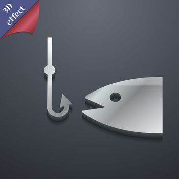 Fishing icon symbol. 3D style. Trendy, modern design with space for your text illustration. Rastrized copy
