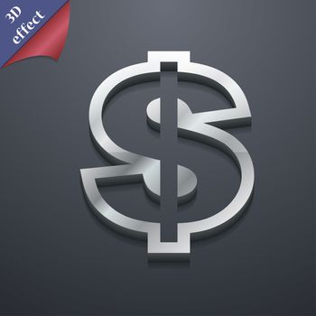 Dollar icon symbol. 3D style. Trendy, modern design with space for your text illustration. Rastrized copy