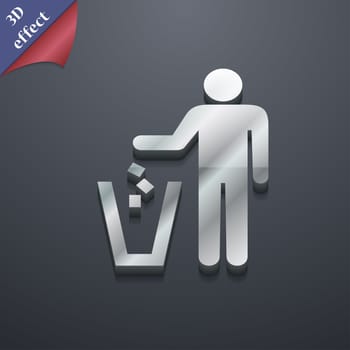 throw away the trash icon symbol. 3D style. Trendy, modern design with space for your text illustration. Rastrized copy