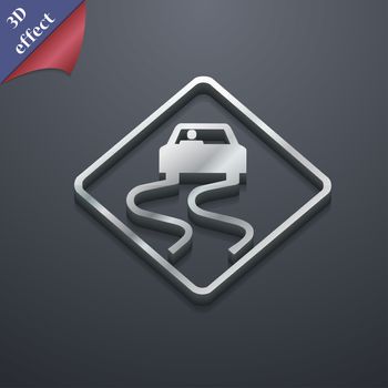 Road slippery icon symbol. 3D style. Trendy, modern design with space for your text illustration. Rastrized copy