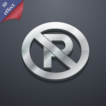 No parking icon symbol. 3D style. Trendy, modern design with space for your text illustration. Rastrized copy