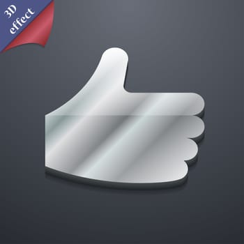 Like, Thumb up icon symbol. 3D style. Trendy, modern design with space for your text illustration. Rastrized copy