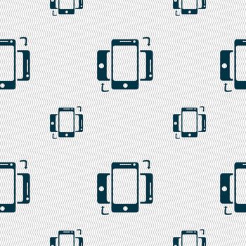 Synchronization sign icon. smartphones sync symbol. Data exchange. Seamless pattern with geometric texture. illustration