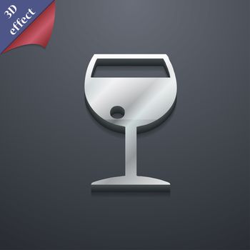 glass of wine icon symbol. 3D style. Trendy, modern design with space for your text illustration. Rastrized copy