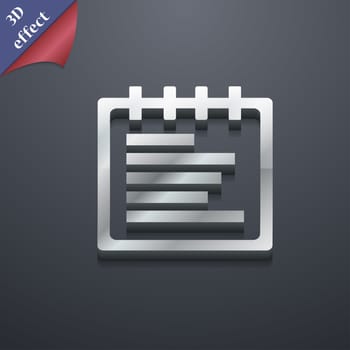 Notepad icon symbol. 3D style. Trendy, modern design with space for your text illustration. Rastrized copy