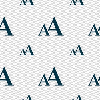 Enlarge font, AA icon sign. Seamless pattern with geometric texture. illustration