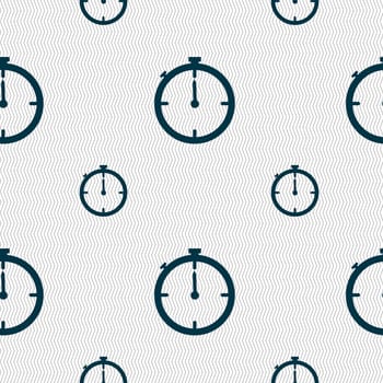 Timer sign icon. Stopwatch symbol.. Seamless pattern with geometric texture. illustration
