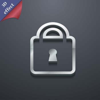 Lock icon symbol. 3D style. Trendy, modern design with space for your text illustration. Rastrized copy