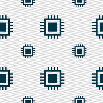 Central Processing Unit Icon. Technology scheme circle symbol. Seamless pattern with geometric texture. illustration