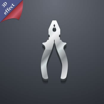 pliers icon symbol. 3D style. Trendy, modern design with space for your text illustration. Rastrized copy