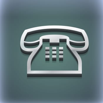 retro telephone handset icon symbol. 3D style. Trendy, modern design with space for your text illustration. Raster version