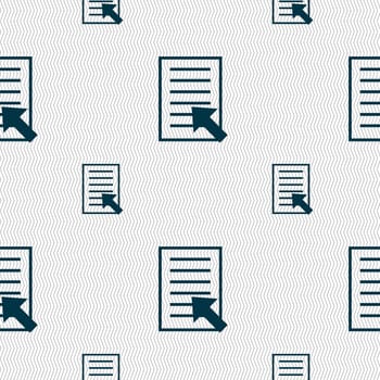 Text file sign icon. File document symbol. Seamless pattern with geometric texture. illustration