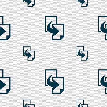 Copy file sign icon. Duplicate document symbol. Seamless pattern with geometric texture. illustration