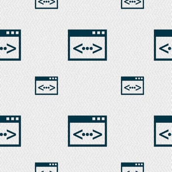 Code sign icon. Programmer symbol. Seamless pattern with geometric texture. illustration