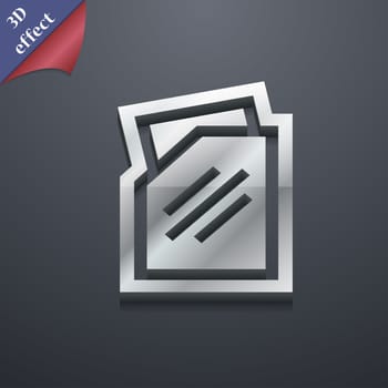 Text file icon symbol. 3D style. Trendy, modern design with space for your text illustration. Rastrized copy