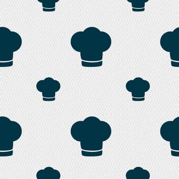 Chef hat sign icon. Cooking symbol. Cooks hat. Seamless pattern with geometric texture. illustration