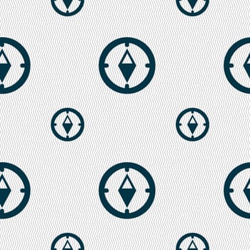 Compass sign icon. Windrose navigation symbol. Seamless pattern with geometric texture. illustration