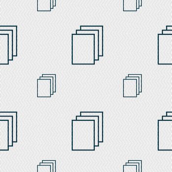 Copy file sign icon. Duplicate document symbol. Seamless pattern with geometric texture. illustration