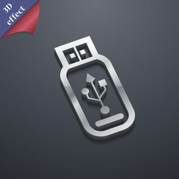 Usb flash drive icon symbol. 3D style. Trendy, modern design with space for your text illustration. Rastrized copy