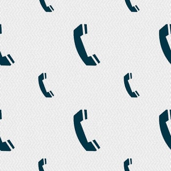 Phone sign icon. Support symbol. Call center. Seamless pattern with geometric texture. illustration