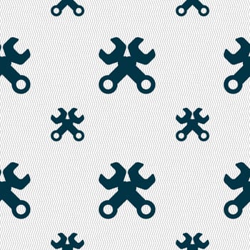 Wrench key sign icon. Service tool symbol. Seamless pattern with geometric texture. illustration