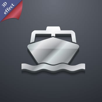 the boat icon symbol. 3D style. Trendy, modern design with space for your text illustration. Rastrized copy