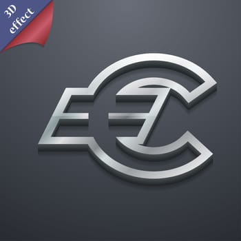Euro EUR icon symbol. 3D style. Trendy, modern design with space for your text illustration. Rastrized copy