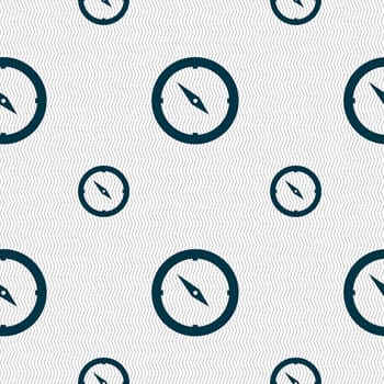 Compass sign icon. Windrose navigation symbol. Seamless pattern with geometric texture. illustration