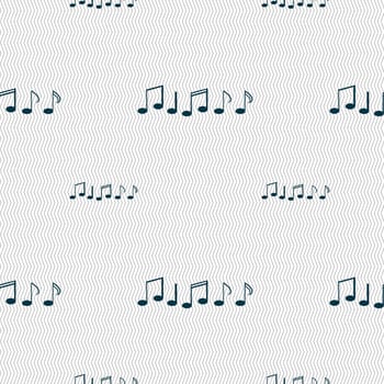 Music note sign icon. Musical symbol. Seamless pattern with geometric texture. illustration