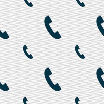 Phone sign icon. Support symbol. Call center. Seamless pattern with geometric texture. illustration