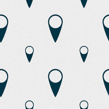 Map pointer icon. GPS location symbol. Seamless pattern with geometric texture. illustration