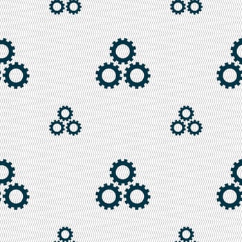 Cog settings sign icon. Cogwheel gear mechanism symbol. Seamless pattern with geometric texture. illustration