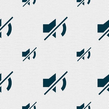 Mute speaker sign icon. Sound symbol.. Seamless pattern with geometric texture. illustration